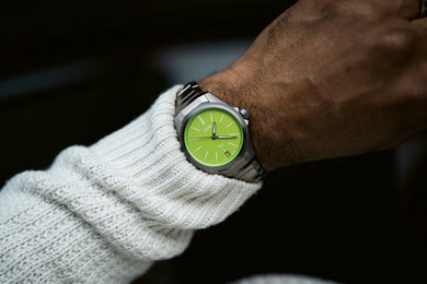 Oris ProPilot x Kermit Edition Watch with green dial, titanium strap, titanium case