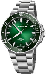 Oris Aquis Date Calibre 400 43.5mm Watch with green dial, steel bracelet, steel case