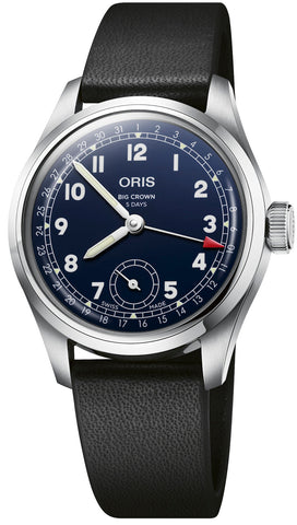 Oris Big Crown Pointer Date Calibre 403 Leather Watch with blue dial, leather strap, steel case