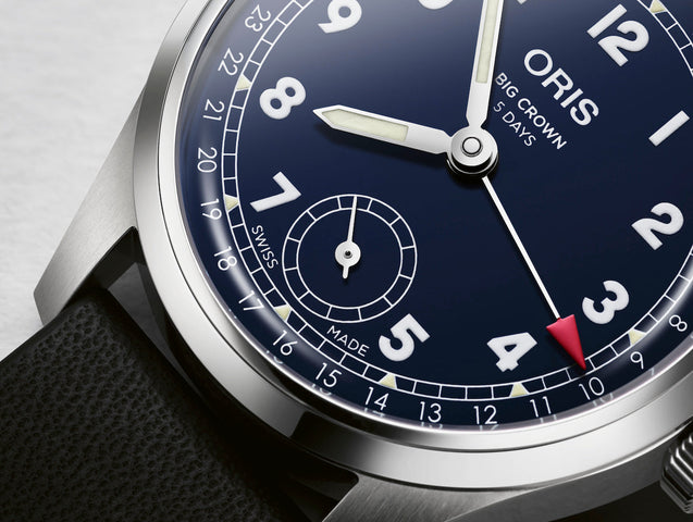 Oris Big Crown Pointer Date Calibre 403 Leather Watch with blue dial, leather strap, steel case