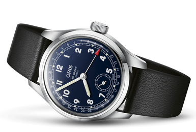 Oris Big Crown Pointer Date Calibre 403 Leather Watch with blue dial, leather strap, steel case