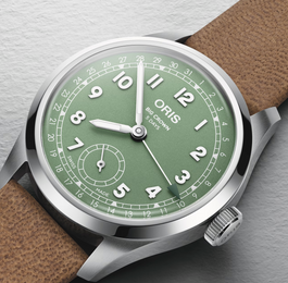 Oris Big Crown Pointer Date Calibre 403 Green Watch with leather strap, steel case
