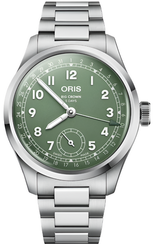 Oris Big Crown Pointer Date Calibre 403 Green Watch with steel bracelet, steel case