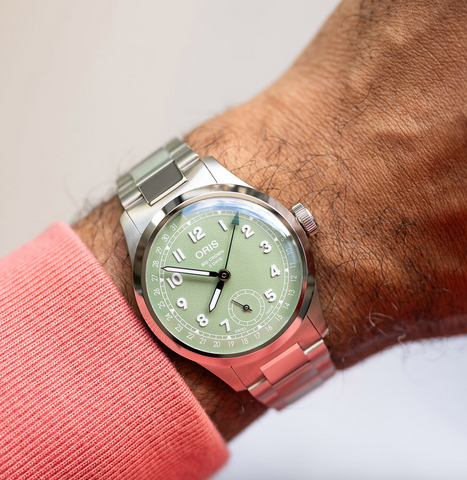 Oris Big Crown Pointer Date Calibre 403 Green Watch with steel bracelet, steel case