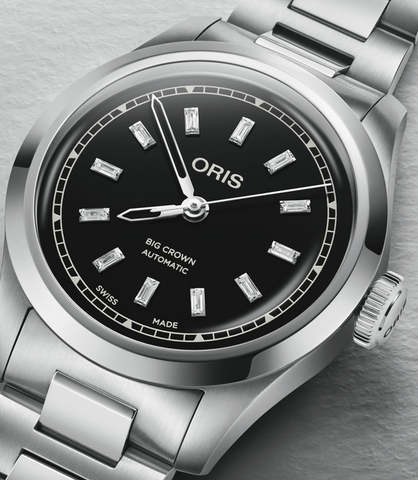Oris Big Crown Diamond Black Watch with steel bracelet, steel case