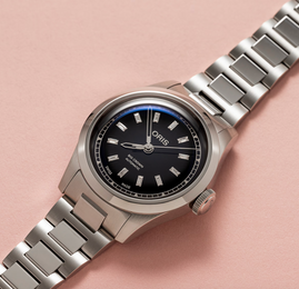 Oris Big Crown Diamond Black Watch with steel bracelet, steel case