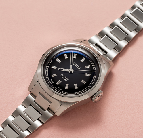 Oris Big Crown Diamond Black Watch with steel bracelet, steel case