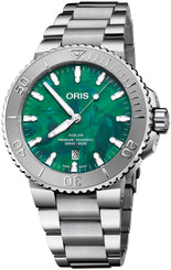 Oris Aquis Date Oris x Bracelet Watch with green dial, steel bracelet, steel case