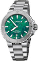 Oris Aquis Date Oris x Bracelet Watch with green dial, steel bracelet, steel case