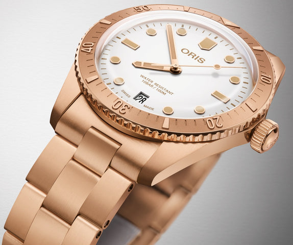 Oris Divers Sixty Five Bronze Cotton Candy White