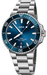 Oris Aquis Date 41.5mm Watch with blue dial, steel bracelet, steel case