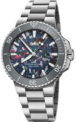 Oris Aquis Date Upcycle 41.5mm Watch with multicoloured dial, steel bracelet, steel case