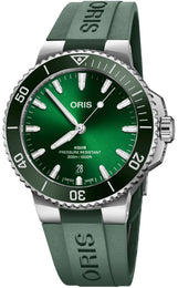 Oris Aquis Date 41.5mm Watch with green dial, caoutchouc strap, steel case
