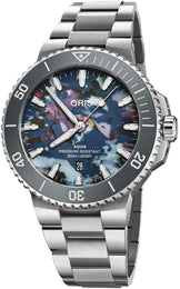 Oris Aquis Date Upcycle 43.5mm Watch with multicoloured dial, steel bracelet, steel case