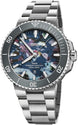 Oris Aquis Date Upcycle 43.5mm Watch with multicoloured dial, steel bracelet, steel case