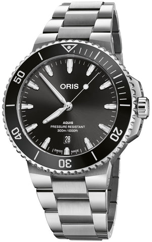 Oris Aquis Date 43.5mm Watch with black dial, steel bracelet, steel case