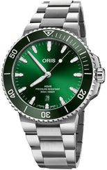 Oris Aquis Date 43.5mm Watch with green dial, steel bracelet, steel case