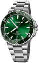 Oris Aquis Date 43.5mm Watch with green dial, steel bracelet, steel case