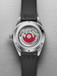 Oris Divers Date Watch with black dial, steel bracelet, steel case