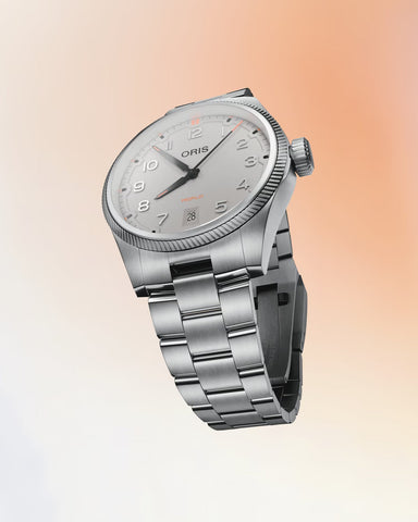 Oris ProPilot Date 41mm White Watch with grey dial, steel bracelet, steel case