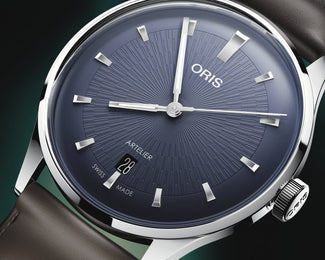 Oris Artelier Date 38MM Watch with blue dial, leather strap, steel case