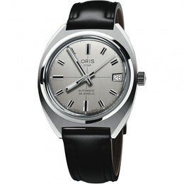 Oris Heritage Star Edition Watch with grey dial, leather strap, steel case
