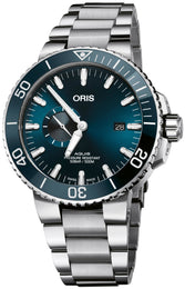 Oris Aquis Date Small Seconds Bracelet Watch with blue dial, steel bracelet, steel case