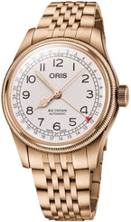 Oris Big Crown Pointer Date Father Time 40mm Limited Edition Watch with white dial, leather strap, bronze case