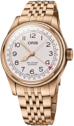 Oris Big Crown Pointer Date Father Time 40mm Limited Edition Watch with white dial, leather strap, bronze case