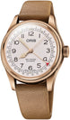 Oris Big Crown Pointer Date Father Time 40mm Limited Edition Watch with white dial, leather strap, bronze case