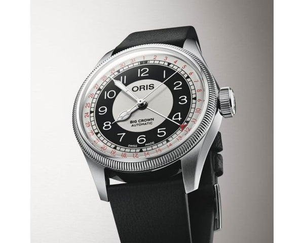 Oris Big Crown Bullseye Watch with multicolour dial, leather strap, steel case