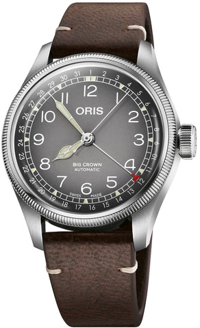 Oris Big Crown Pointer Date Cervo Volante Grey Watch with leather strap, steel case
