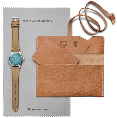 Oris Big Crown Pointer Date Cervo Volante Blue Watch with leather strap, steel case