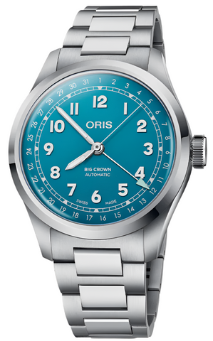 Oris Big Crown Pointer Date Turquoise Watch with steel bracelet, steel case
