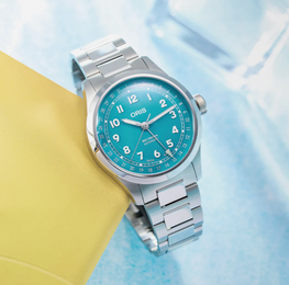 Oris Big Crown Pointer Date Turquoise Watch with steel bracelet, steel case