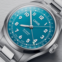 Oris Big Crown Pointer Date Turquoise Watch with steel bracelet, steel case