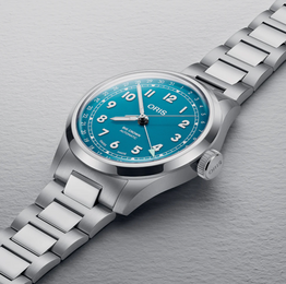 Oris Big Crown Pointer Date Turquoise Watch with steel bracelet, steel case