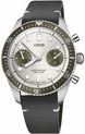 Oris Divers Sixty Five Chronograph Watch with grey dial, leather strap, steel case