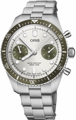 Oris Divers Sixty Five Chronograph Bracelet Watch with grey dial, steel bracelet, steel case