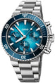 Oris Aquis Chronograph Watch with blue dial, steel bracelet, steel case