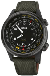 Oris ProPilot Altimeter Feet Watch with black dial, textile strap, titanium pvd case