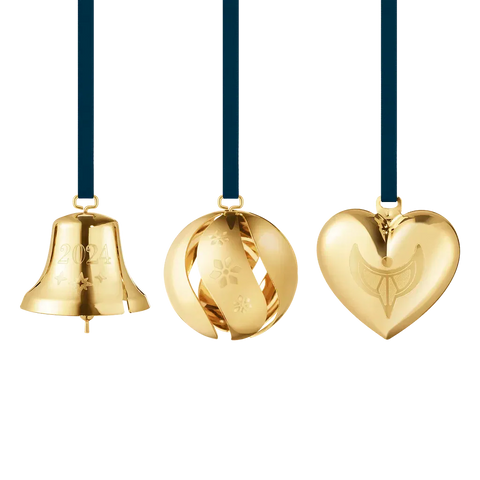 Georg Jensen Christmas Collection 2024 18ct Yellow Gold Plated Ornament Set
