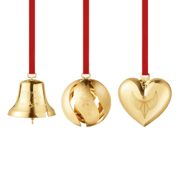 Georg Jensen Christmas Collection 2024 18ct Yellow Gold Plated Ornament Set