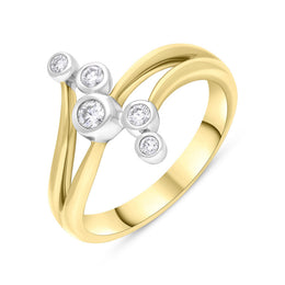 18ct Yellow and White Gold 0.21 5 Stone Diamond Row Bubble Ring