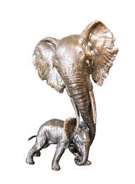 Art In Bronze Elephant Mother & Calf Figurine