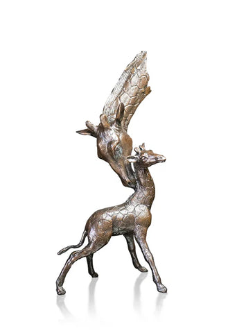 Art In Bronze Giraffe Mother & Calf Figurine
