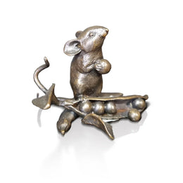 Art In Bronze Mouse with Pea Pod Figurine