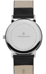 Junghans Milano Solar Watch with black dial, leather strap, steel case