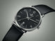 Junghans Milano Solar Watch with black dial, leather strap, steel case