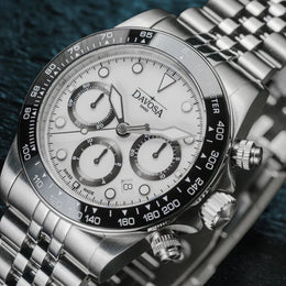 Davosa Watch  Ternos Professional Chronograph White Dial Penta Link Bracelet Watch